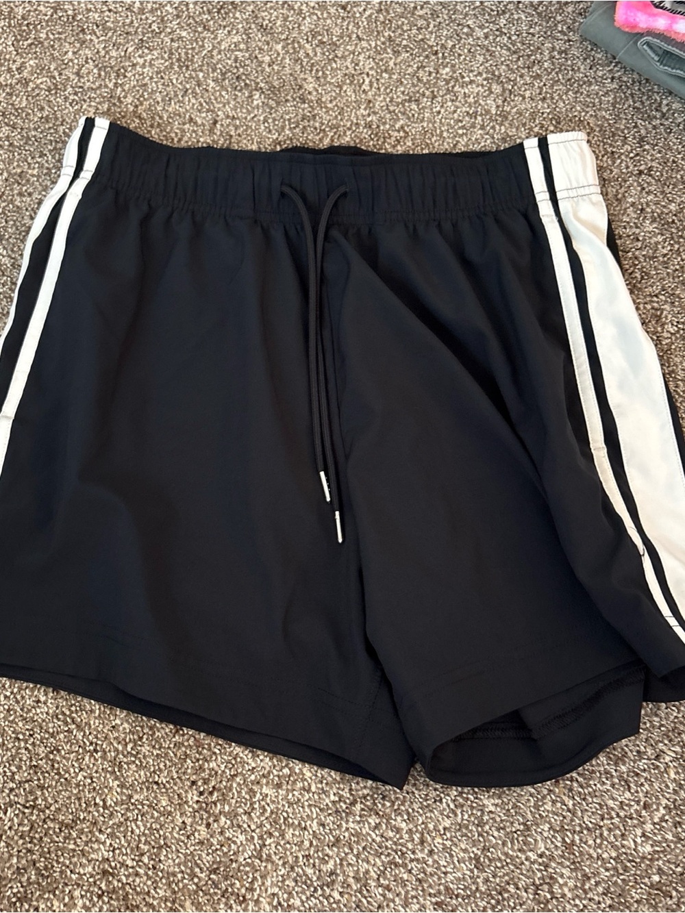 Women's Black Athletic Shorts with White Side Panels